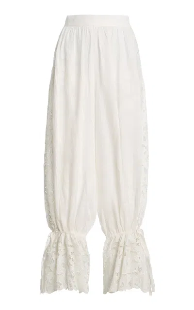 All That Remains Exclusive La Isla Carlota Cotton Lace Wide-leg Pants In White