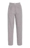 All That Remains Exclusive Riviera Emilie High-rise Linen-cotton Straight-leg Pants In Plaid