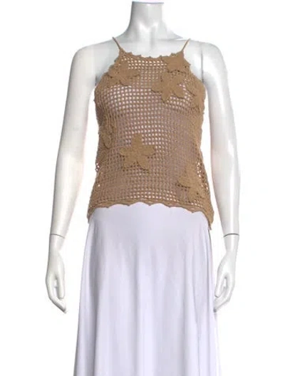 Pre-owned All That Remains Floral Print Halterneck Top In Neutrals