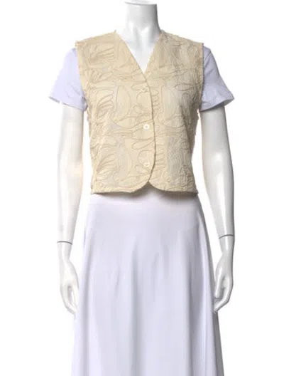 Pre-owned All That Remains Floral Print V-neck Top In Neutrals