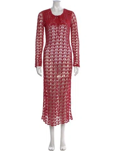 Pre-owned All That Remains Lace Pattern Long Dress In Red