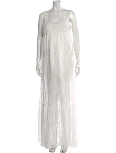 Pre-owned All That Remains Lace Pattern Long Dress In White