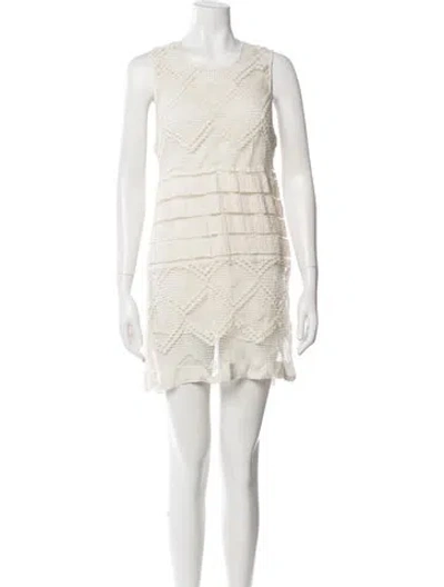 Pre-owned All That Remains Lace Pattern Mini Dress In Neutral