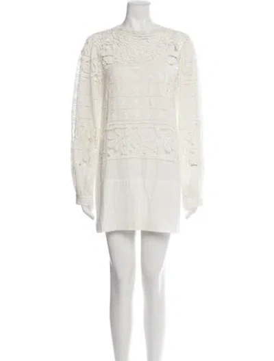 Pre-owned All That Remains Lace Pattern Mini Dress In Neutrals