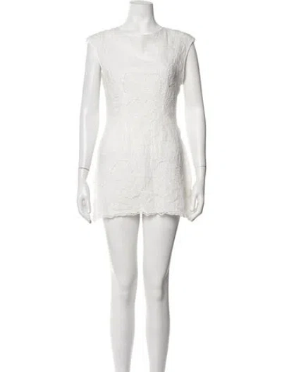 Pre-owned All That Remains Lace Pattern Mini Dress In White