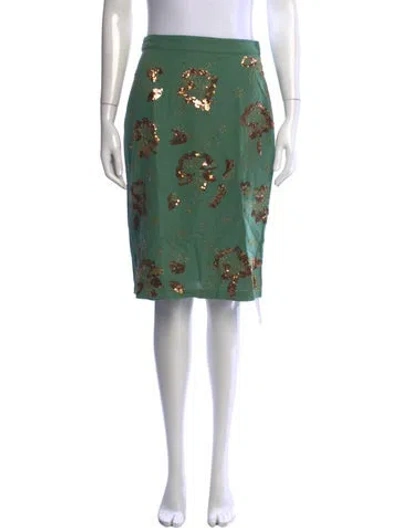 Pre-owned All That Remains Linen Knee-length Skirt In Green