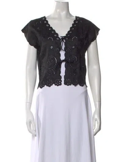 Pre-owned All That Remains Linen Patterned Top In Black