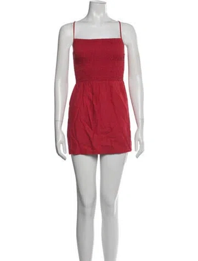 Pre-owned All That Remains Linen Square Neckline Crop Top In Red