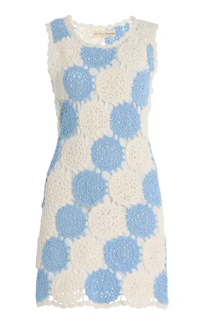 All That Remains Lola Crocheted Cotton Mini Dress In Blue