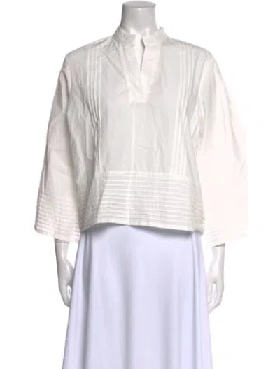 Pre-owned All That Remains Mock Neck Three-quarter Sleeve Crop Top In White