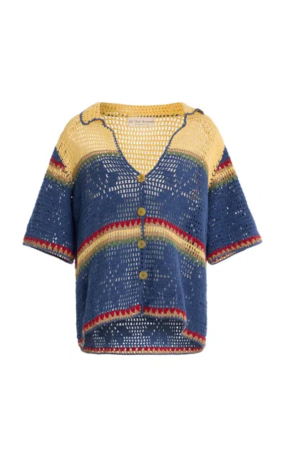 All That Remains Nova Crocheted Cotton Shirt In Blue
