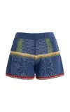 All That Remains Nova Crocheted Cotton Shorts In Blue