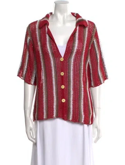 Pre-owned All That Remains Patterned V-neck Blouse W/ Tags In Red