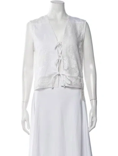 Pre-owned All That Remains Patterned V-neck Top In White