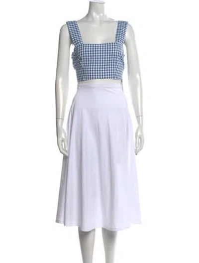 Pre-owned All That Remains Plaid Print Square Neckline Crop Top In White