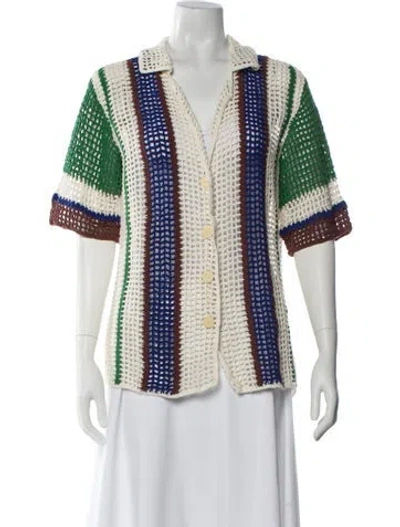 Pre-owned All That Remains Printed V-neck Button-up Top In Brown