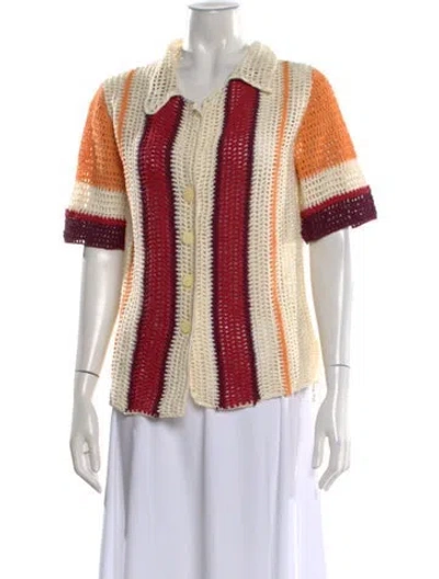 Pre-owned All That Remains Striped Short Sleeve Top In Orange