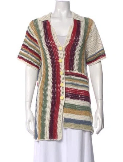 Pre-owned All That Remains Striped V-neck Sweater In Orange