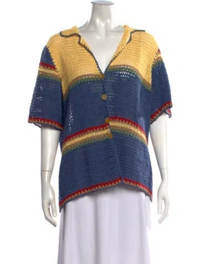 Pre-owned All That Remains Striped V-neck Top In Blue
