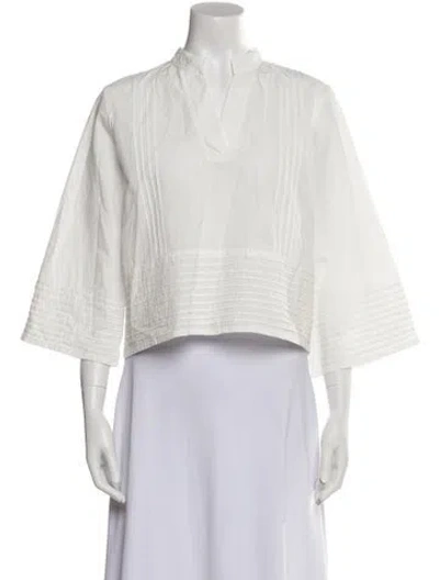 Pre-owned All That Remains V-neck Three-quarter Sleeve Crop Top In White