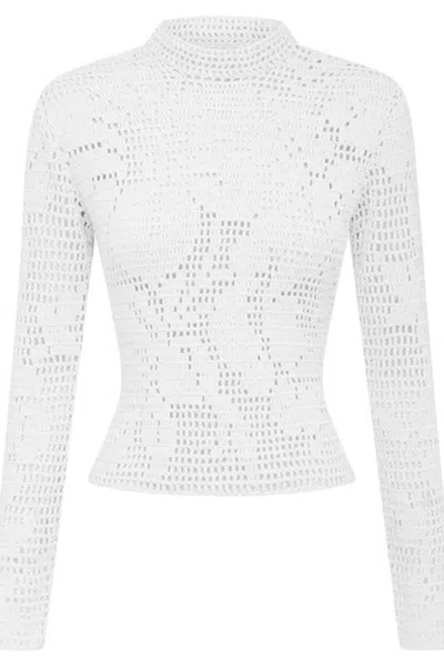 All That Remains Women's Vera Crochet High Neck Top In White