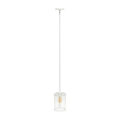 All The Rages 1-light 9.25" Adjustable Hanging Cylindrical Clear Glass Pendant Light In White