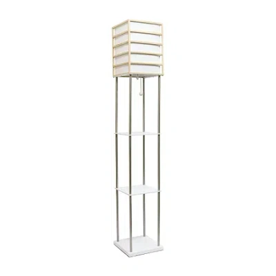 All The Rages 1 Light Metal Etagere Floor Lamp With Storage Shelves In White