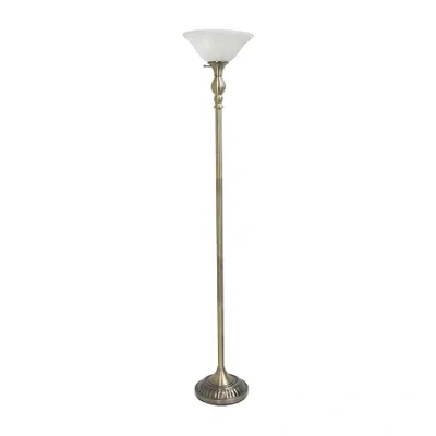 All The Rages 1 Light Torchiere Floor Lamp With Marbleized Glass Shade In Yellow