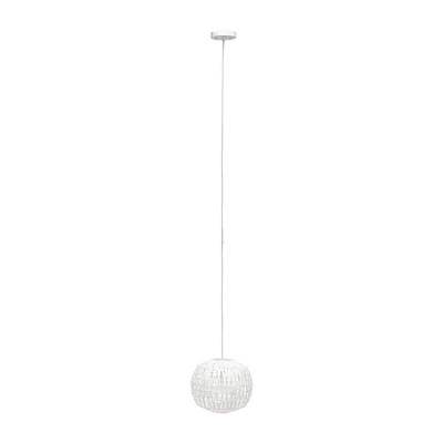 All The Rages 1-light Woven Paper Shade Pendant In White