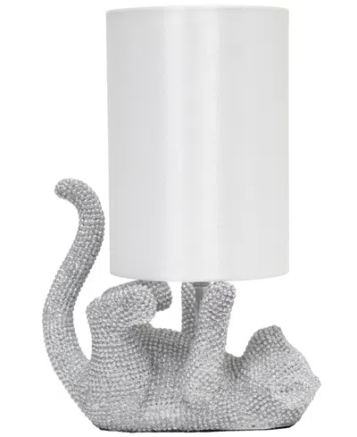 All The Rages 12.6" Diamond Studded Rhinestone Look Kitty Cat Feline Kids Desk Nightstand Table Lamp With Faux Sil In Silver