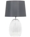 All The Rages 17.63" Contemporary Fluted Glass Bedside Table Lamp With Gray Fabric Shade