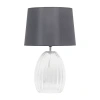 All The Rages 17.63" Contemporary Fluted Glass With Gray Fabric Shade Lamp Table