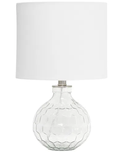 All The Rages 17.75" Contemporary Engraved Honeycomb Glass Table Desk Lamp With White Fabric Shade In Clearglass