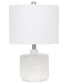 All The Rages 19" Contemporary Bohemian Ceramic Eyelet Pattern Floral Textured Bedside Table Lamp With White Fabri In Off White
