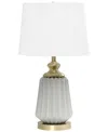All The Rages 25" Classic Fluted Ceramic And Metal Table Lamp With White Fabric Shade For Bedside Desk Foyer End T