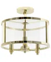 All The Rages 3-light 13" Industrial Farmhouse Glass And Metallic Accented Semi-flush Mount In Gold