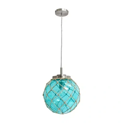 All The Rages Aqua Glass Buoy Hanging Pendant Light In Blue