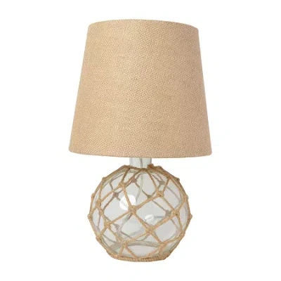 All The Rages Aqua With White Shade Glass Table Lamp In Brown