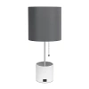 All The Rages Black And White Hammered Usb Metal Table Lamp In Gray