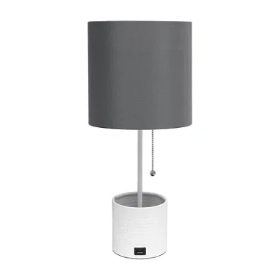 All The Rages Black And White Hammered Usb Metal Table Lamp In Gray