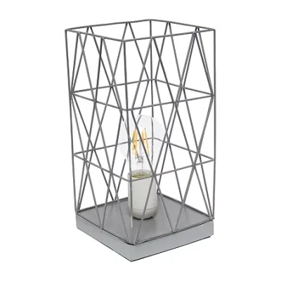 All The Rages Black Geometric Metal Table Lamp In Gray
