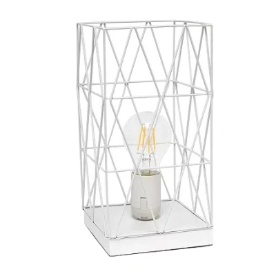 All The Rages Black Geometric Metal Table Lamp In White