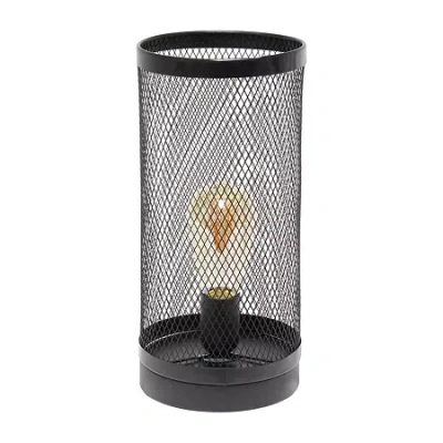 All The Rages Black Mesh Cylindrical Steel Metal Table Lamp