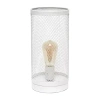 All The Rages Black Mesh Cylindrical Steel Metal Table Lamp In White