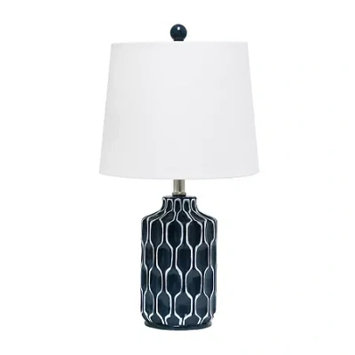 All The Rages Blue Polyresin Table Lamp With White Fabric Shade