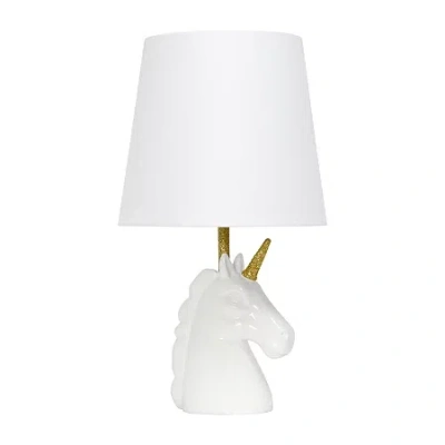 All The Rages Blue Sparkling Unicorn Resin Table Lamp In White