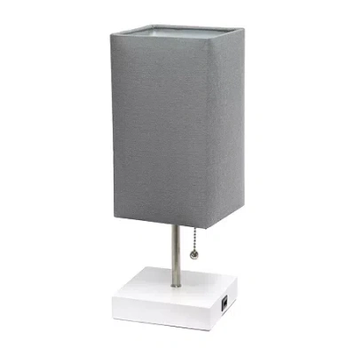 All The Rages Brushed Nickel And Brass Petite Stick Metal Table Lamp In Gray