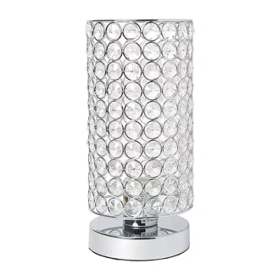 All The Rages Cylinder Shape Crystal Chrome Metal Table Lamp In Silver