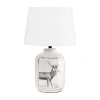 All The Rages Deer Print Ceramic Table Lamp In White