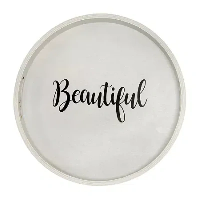 All The Rages Elegant Designs 13.75" Round Wood Serving Decorative Tray In Gray